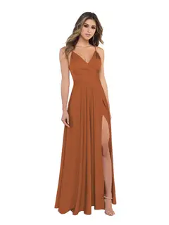 A-Line/Princess Satin V-Neck Sleeveless Floor-Length Bridesmaid Dresses — view 41