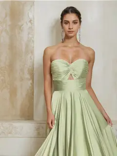 Sheath/Column Sweetheart Sleeveless Ruched Long Bridesmaid Dresses — view 1