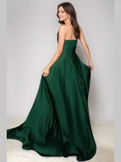 Sheath/Column Sweetheart Sleeveless Ruched Long Bridesmaid Dresses — view 2