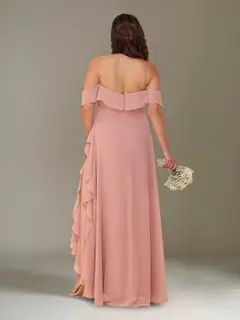 A-Line/Princess Off-the-Shoulder Asymmetrical Chiffon Plus Size Bridesmaid Dresses with Ruffles — view 2