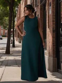 A-Line/Princess Scoop Neck Sleeveless Floor-Length Plus Size Bridesmaid Dress — view 1