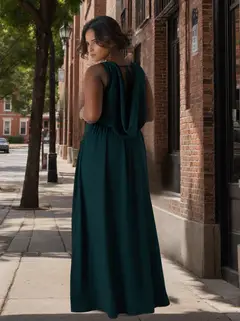 A-Line/Princess Scoop Neck Sleeveless Floor-Length Plus Size Bridesmaid Dress — view 2