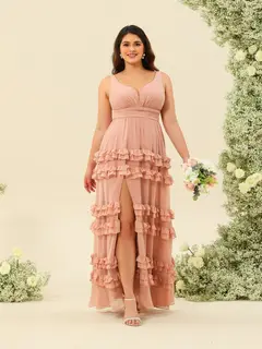 A-Line/Princess Floor-Length Sleeveless Plus Size Bridesmaid Dresses With Appliques — view 1