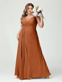 A-Line/Princess Spaghetti Straps Sleeveless Chiffon Plus Size Bridesmaid Dresses with Pockets & Split Side — view 10