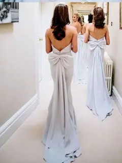 Sheath/Column Ruffles Strapless Sleeveless Long Bridesmaid Dresses for Women — view 2