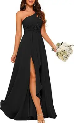 A-Line/Princess One-Shoulder Sleeveless Floor-Length Bridesmaid Dress with Split Side — view 6