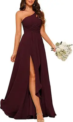A-Line/Princess One-Shoulder Sleeveless Floor-Length Bridesmaid Dress with Split Side — view 7