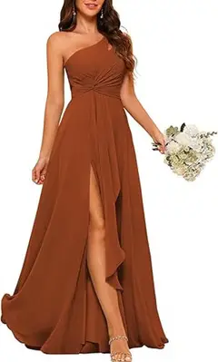 A-Line/Princess One-Shoulder Sleeveless Floor-Length Bridesmaid Dress with Split Side — view 9