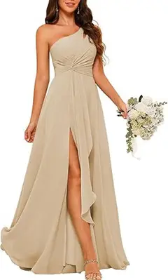 A-Line/Princess One-Shoulder Sleeveless Floor-Length Bridesmaid Dress with Split Side — view 10