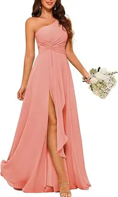 A-Line/Princess One-Shoulder Sleeveless Floor-Length Bridesmaid Dress with Split Side — view 11