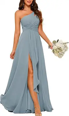 A-Line/Princess One-Shoulder Sleeveless Floor-Length Bridesmaid Dress with Split Side — view 12