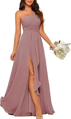 A-Line/Princess One-Shoulder Sleeveless Floor-Length Bridesmaid Dress with Split Side — view 13