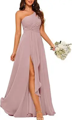 A-Line/Princess One-Shoulder Sleeveless Floor-Length Bridesmaid Dress with Split Side — view 14