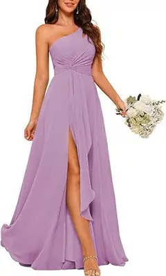A-Line/Princess One-Shoulder Sleeveless Floor-Length Bridesmaid Dress with Split Side — view 15