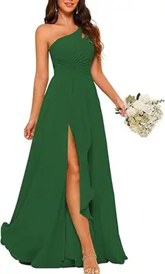 A-Line/Princess One-Shoulder Sleeveless Floor-Length Bridesmaid Dress with Split Side — view 17