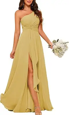 A-Line/Princess One-Shoulder Sleeveless Floor-Length Bridesmaid Dress with Split Side — view 18