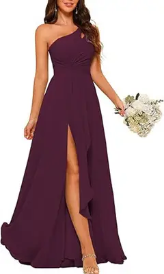 A-Line/Princess One-Shoulder Sleeveless Floor-Length Bridesmaid Dress with Split Side — view 19