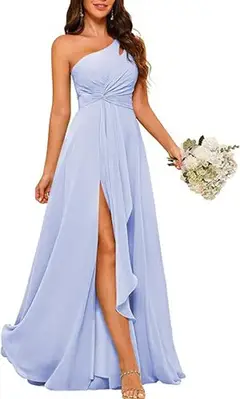 A-Line/Princess One-Shoulder Sleeveless Floor-Length Bridesmaid Dress with Split Side — view 21