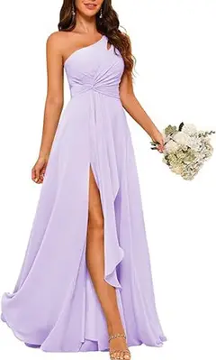 A-Line/Princess One-Shoulder Sleeveless Floor-Length Bridesmaid Dress with Split Side — view 22