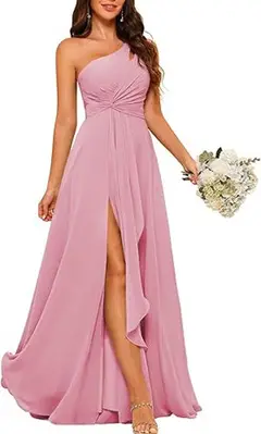 A-Line/Princess One-Shoulder Sleeveless Floor-Length Bridesmaid Dress with Split Side — view 23