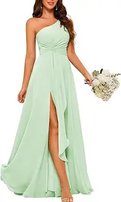 A-Line/Princess One-Shoulder Sleeveless Floor-Length Bridesmaid Dress with Split Side — view 24