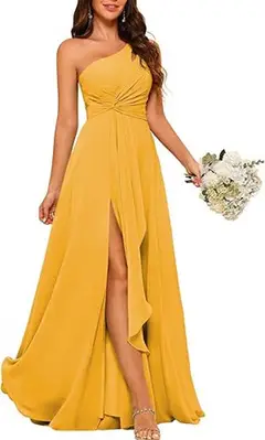 A-Line/Princess One-Shoulder Sleeveless Floor-Length Bridesmaid Dress with Split Side — view 26
