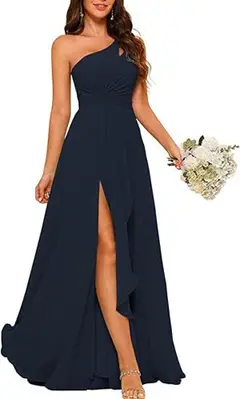 A-Line/Princess One-Shoulder Sleeveless Floor-Length Bridesmaid Dress with Split Side — view 27