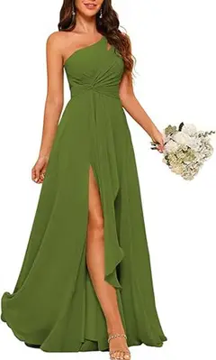 A-Line/Princess One-Shoulder Sleeveless Floor-Length Bridesmaid Dress with Split Side — view 29