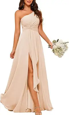A-Line/Princess One-Shoulder Sleeveless Floor-Length Bridesmaid Dress with Split Side — view 30