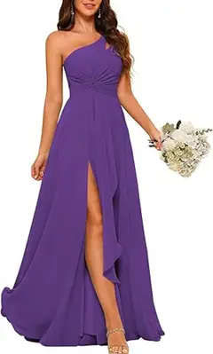 A-Line/Princess One-Shoulder Sleeveless Floor-Length Bridesmaid Dress with Split Side — view 33
