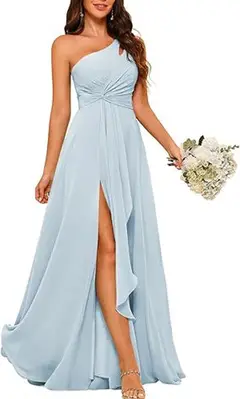 A-Line/Princess One-Shoulder Sleeveless Floor-Length Bridesmaid Dress with Split Side — view 38
