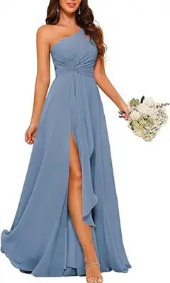 A-Line/Princess One-Shoulder Sleeveless Floor-Length Bridesmaid Dress with Split Side — view 39