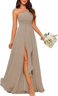 A-Line/Princess One-Shoulder Sleeveless Floor-Length Bridesmaid Dress with Split Side — view 40