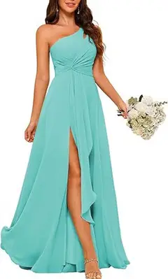 A-Line/Princess One-Shoulder Sleeveless Floor-Length Bridesmaid Dress with Split Side — view 42