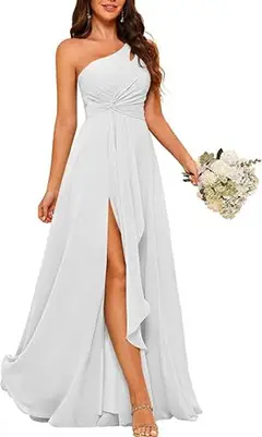 A-Line/Princess One-Shoulder Sleeveless Floor-Length Bridesmaid Dress with Split Side — view 43