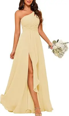 A-Line/Princess One-Shoulder Sleeveless Floor-Length Bridesmaid Dress with Split Side — view 45
