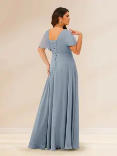 A-Line/Princess V-Neck Short Sleeves Plus Size Bridesmaid Dresses with Pockets — view 2