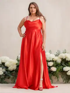 A-Line/Princess Spaghetti Straps Sleeveless Floor-Length Bridesmaid Dresses with Split Side — LV21452341 — view 3