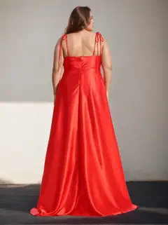 A-Line/Princess Spaghetti Straps Sleeveless Floor-Length Bridesmaid Dresses with Split Side — LV21452341 — view 4
