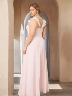 A-Line/Princess V-Neck Sleeveless Floor-Length Plus Size Bridesmaid Dresses with Split Side — view 2
