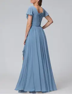 A-Line/Princess V-Neck Floor-length Long Bridesmaid Dresses — LV04891957 — view 2