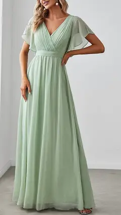 A-Line/Princess V-Neck Floor-length Long Bridesmaid Dresses — LV81033269 — view 1