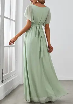 A-Line/Princess V-Neck Floor-length Long Bridesmaid Dresses — LV81033269 — view 2