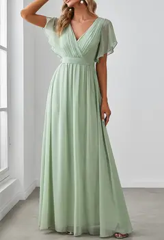 A-Line/Princess V-Neck Floor-length Long Bridesmaid Dresses — LV81033269 — view 3