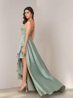 A-Line/Princess Spaghetti Straps Sleeveless Asymmetrical Bridesmaid Dresses with Split Side — view 4