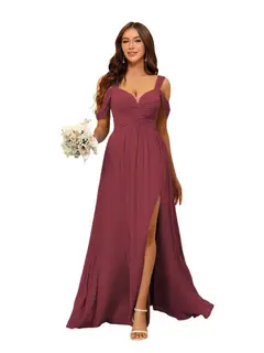 A-Line/Princess Chiffon Sweetheart Sleeveless Floor-Length Bridesmaid Dresses — view 6