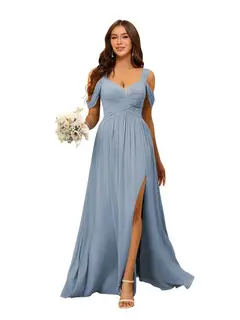 A-Line/Princess Chiffon Sweetheart Sleeveless Floor-Length Bridesmaid Dresses — view 8