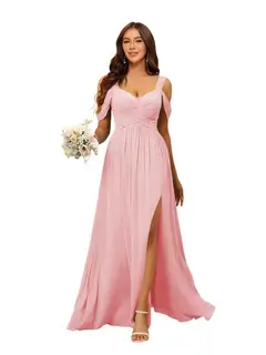 A-Line/Princess Chiffon Sweetheart Sleeveless Floor-Length Bridesmaid Dresses — view 9