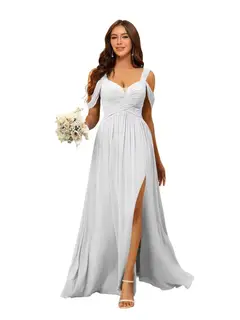 A-Line/Princess Chiffon Sweetheart Sleeveless Floor-Length Bridesmaid Dresses — view 10