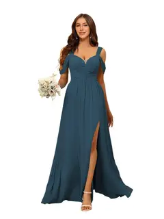 A-Line/Princess Chiffon Sweetheart Sleeveless Floor-Length Bridesmaid Dresses — view 11